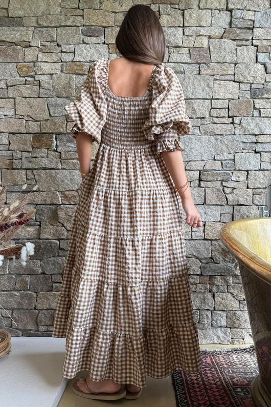 Nonni Gingham Darling Dress Hazelnut